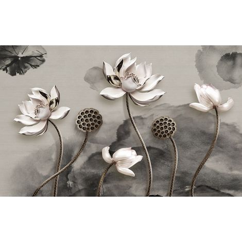 Papier peint panoramique - Fleurs Effet 3D - 130 cm x 81 cm (1/2)