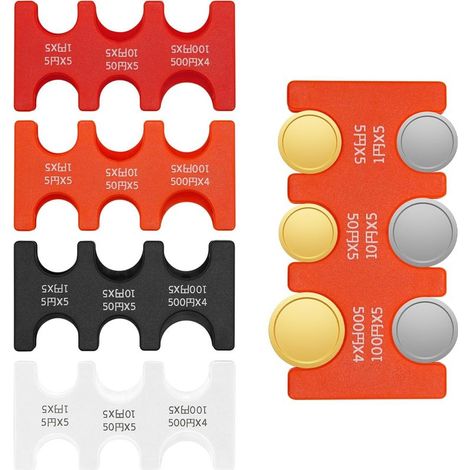Boîte à pièces de 4 pièces en yens japonais, quatre couleurs, chacune avec six emplacements de différentes tailles, fournitures de rangement pratiques, les pièces ne tombent pas facilement, convient (1/5)