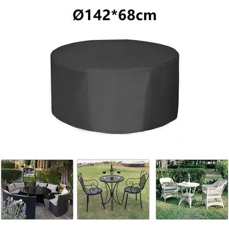 Housse de Table Ronde, Housse de Mobilier de Jardin Extérieur, Housse de Protection Ronde Ø14268cm Noir (1/4)