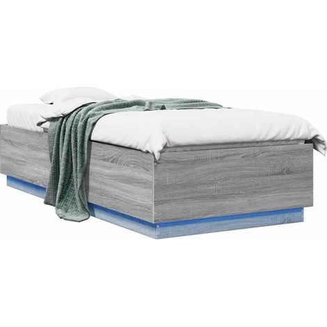 Bed Frame with LED Grey Sonoma 80 x 200 cm Engineered Wood vidaXL (1/5)