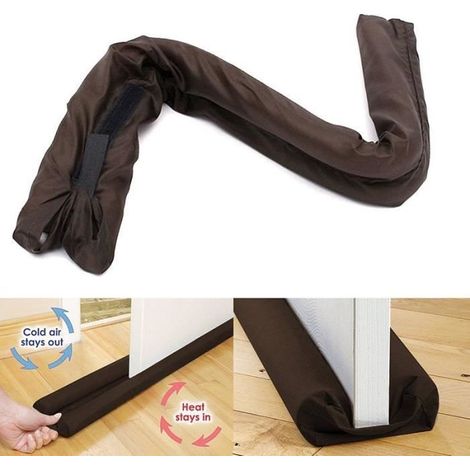 Boudin de porte double face pour protéger votre porte/fenêtre - Marron - Tissu - Intérieur - 90 x 12cm (1/4)