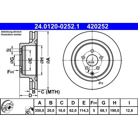 Lot de 2 Disques de frein ATE 24.0120-0252.1 INFINITI 43206-1CA0A