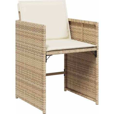 Garden Chairs with Cushions 4 pcs Beige Poly Rattan vidaXL
