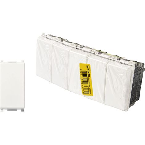 Vimar 0T14000 Plana Interruttore 1P 10 AX 250 V, 5 pezzi, illuminabile (unità di segnalazione non fornita), tasto sostituibile,