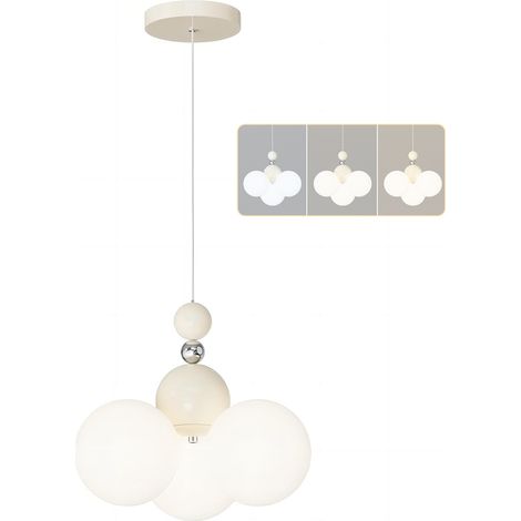 Lustre créatif, suspension LED, plafonnier suspendu, 3 températures de couleur réglables, hauteur réglable, 36 cm x 32 cm, beige (1/5)