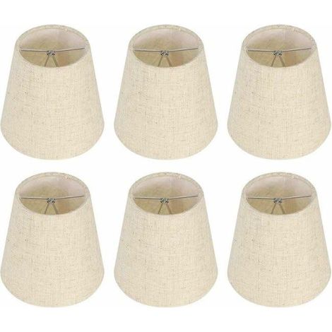 Lot de 6 petits abat-jours, abat-jour tonneau en toile de jute, ampoule à clipser, suspension nordique beige
