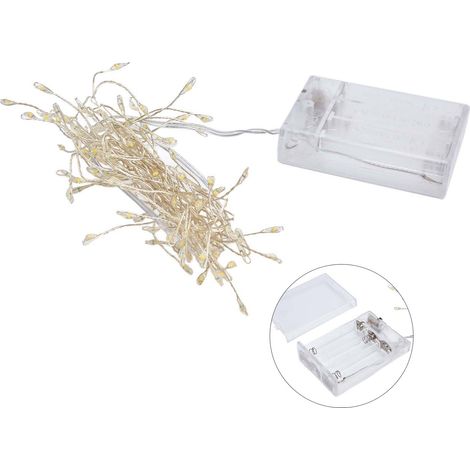 100 LED-Lichterkette aus Kupfer, wasserdichte Party-Lichterkette, multifunktionale Dekoration für Schlafzimmer und Geburtstage, 4 m warmweißer Kupferdraht (Batterie nicht enthalten). (1/5)