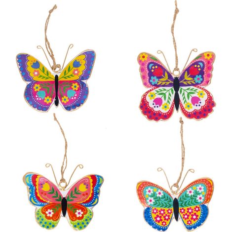 Pendentif Papillon Multicolore 4 Diff. - Décoration Romantique, Cadeaux Originaux et Accessoires de Style
