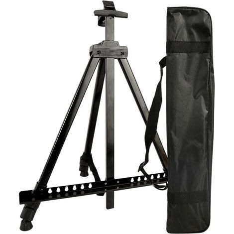 Chevalet trépied portable réglable Vaveren pour l'exposition d'affiches et d'œuvres d'art, en métal noir, avec sac de transport (1/5)