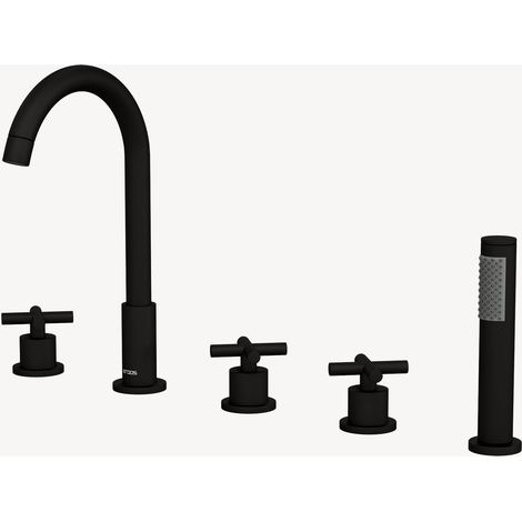 Robinet mélangeur bain-douche 5 trous sur plage Noir - Corbeau