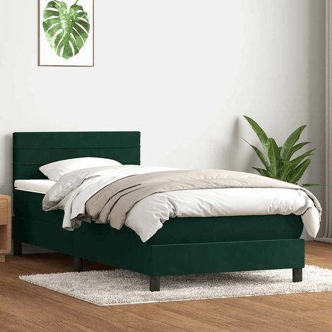 Boxspringbett mit Matratze Dunkelgrün 80x220 cm Samt