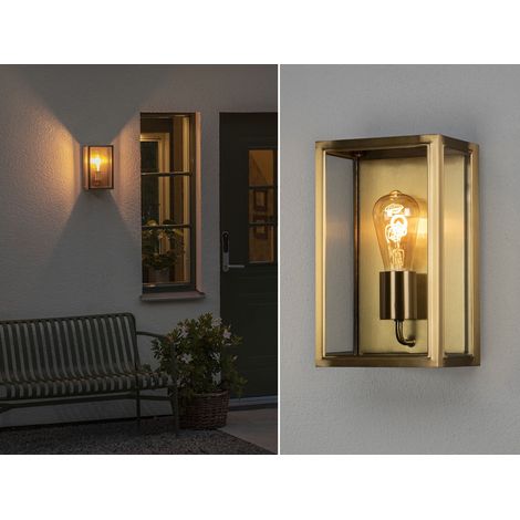 LED Außenwandlaterne aus Messing mit Klarglas, Höhe 30cm (1/5)