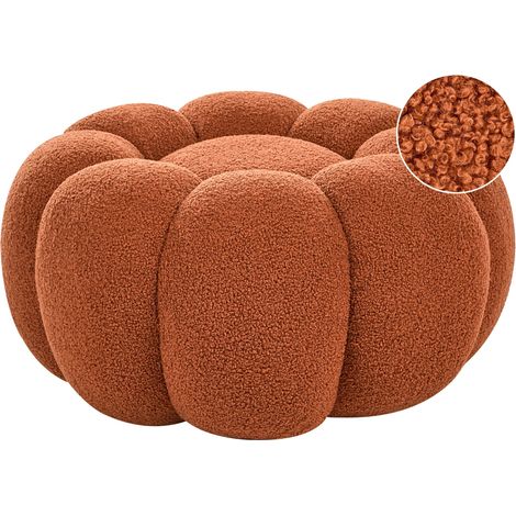 Grand Pouf Moderne Siège d'Appoint Salon Chambre à Coucher Tissu Bouclé Marron Beaufort