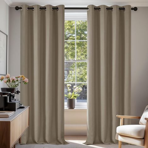 2 Pièces Rideau, Œillets Métalliques, Polyester 230g, Occultant 75-85%, Pour Chambre Et Salon (1/5)