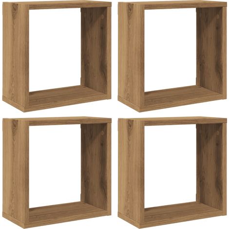 Étagères cube murales 4 pcs，Étagère flottante chêne artisanal bois d'ingénierie CFW77468 (1/5)