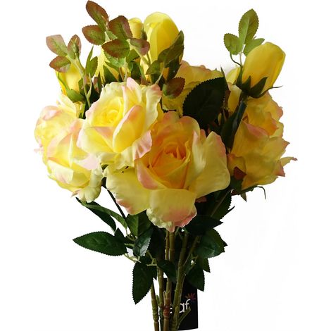 Pack of 6 x 80cm Artificial Yellow Rose Stem - 18 flowers (1/4)