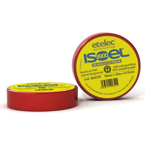 Nastro Adesivo Isolante PVC, Impiego Generale Protezione Connessioni Elettriche Cavi Bassa Tensione, Certificati IMQ, 19X25 MM