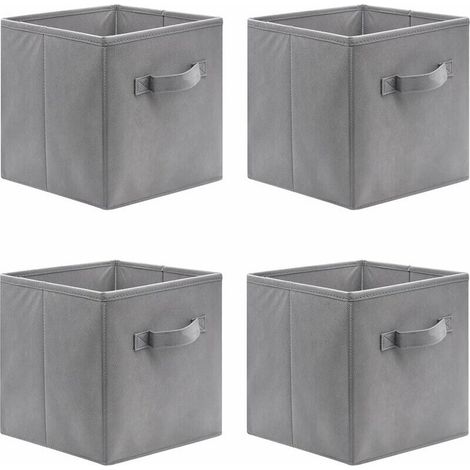 EASYCOMFORT Lot de 4 cubes de rangement pliants,31 x31x31cm Boîtes de Rangement Ouvertes en Textile Non-Tissé, Tiroir en Tissu, pour jouets Vêtements (1/5)