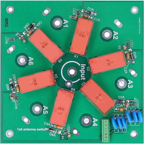 PCB-Antennenumschaltmodul, 6-zu-1-Koaxial-Fernantennenumschaltmodul, 1,8 MHz bis 60 MHz, SO-239 für die Weiterleitung der Stationsantenne durch HF-Funkbetreiber (1/5)