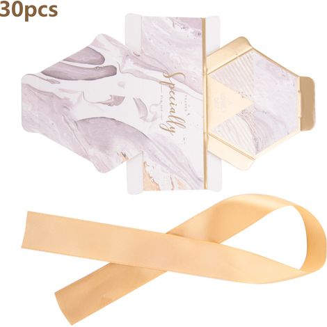 30 Stück Bonbonboxen aus Papier, Geschenkboxen für Hochzeitsfeiern, Gastgeschenke, Schleife (Gold) (1/5)