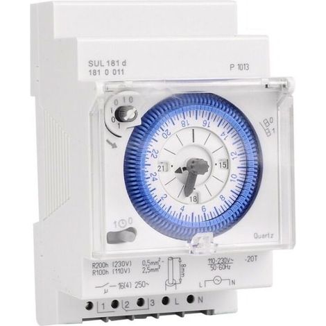 Horloge journalière analogique 16A – Alimentation 100-240V AC – Programmation 15 min – Installation rail DIN pour automatisation (1/5)