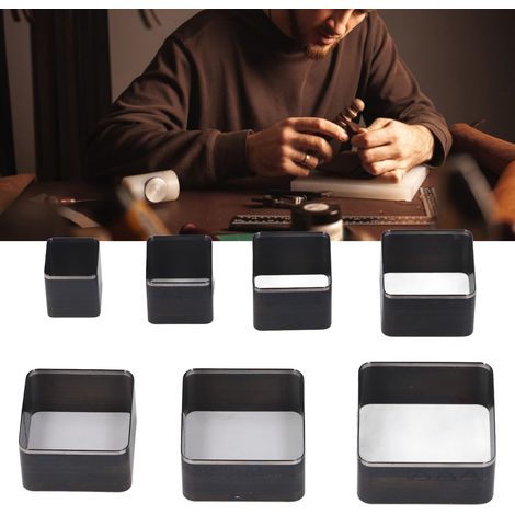 Ensemble de 7 matrices de découpe rectangulaires pour cuir, découpées à la main, longueurs de côté : 20/25/30/35/40/45/50 mm (1/5)