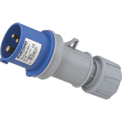 Fiche industrielle mobile droite IP44 - 2P+T - 16A - 230V AC - Eur'Ohm