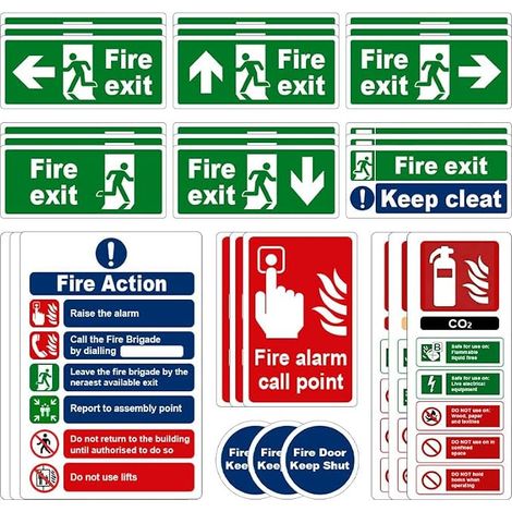 30Pièces Kit de Signalétique de Sécurité Incendie, Autocollants en Vinyle pour Sortie de Secours Extincteur - Résistants à l'Eau et aux UV pour Bureau Bâtiment Usine (1/5)