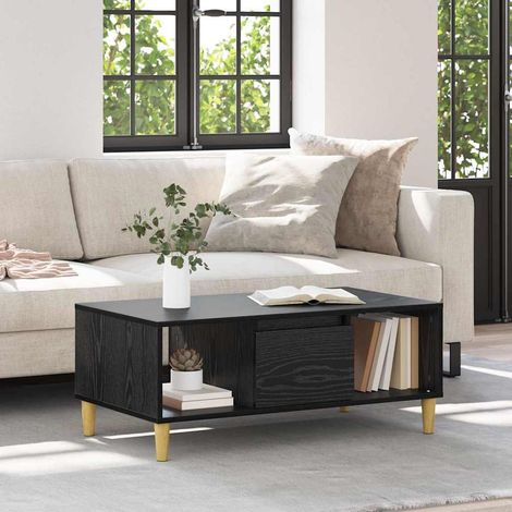 vidaXL Tavolino da salotto con cassetto Rovere Nero 90 x 50 x