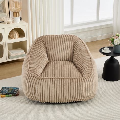 Fauteuil bean bag remplissage mémoire de forme, peluche bulle rayée, moelleux confortable, canapé douillet petit salon cosy, appartement et dortoir (1/5)