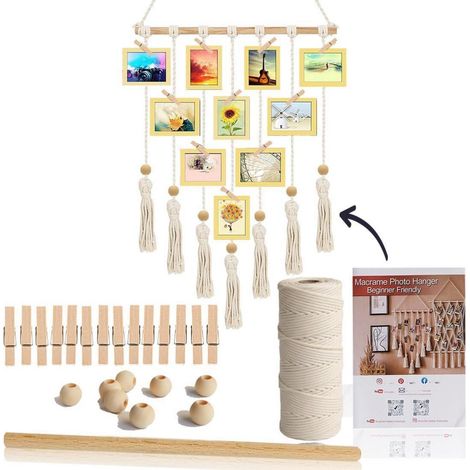 Makramee Set für Anfänger: DIY Foto-Hänger & Wanddeko mit Baumwollkordel