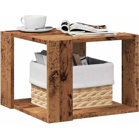 Table basse vieux bois 40x40x30 bois d'ingénierie (1/5)