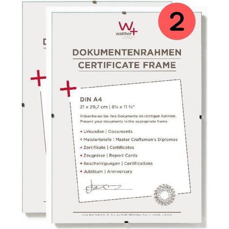 Cadre photo verre transparent 21 x 29,7 cm (DIN A4) Cadre pour documents Double Pack, Porte-photos sans cadre RB130KD (1/5)