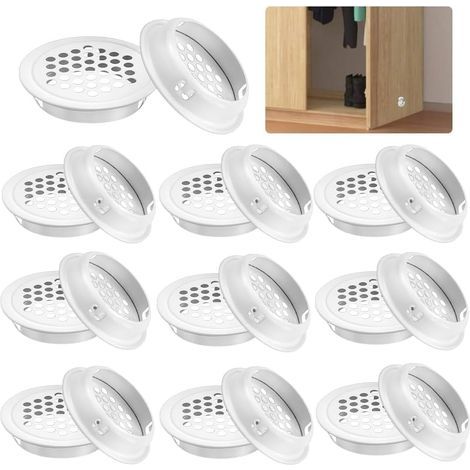 Lot de 20 grilles de ventilation rondes en acier inoxydable de 35 mm, adaptées aux meubles, à la cuisine, aux armoires et aux armoires (1/5)