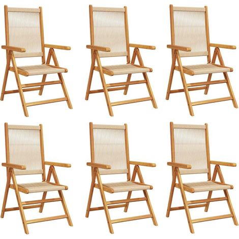 Maison Exclusive - Fauteuils pliants inclinables, 6 pièces, beige, en bois d'acacia massif (1/5)