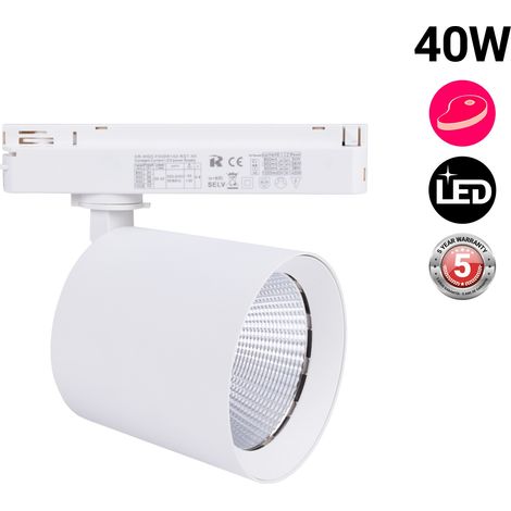 Spot LED 40W pour rail monophasé - Boucheries - Blanc
