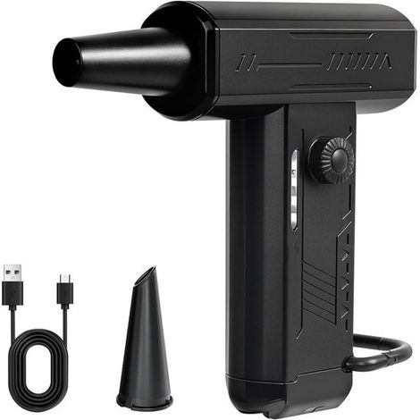 Aspirapolvere ad aria compressa,4 velocità regolabili,180.000 giri/min,soffiatore senza fili con luce LED per tastiere e auto (nero)