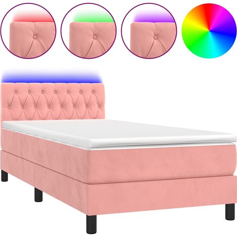 Maison Exclusive - Sommier à lattes de lit avec matelas et LED Rose 90x190 cm (1/5)