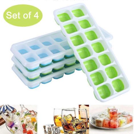 Eiswürfelformen, 4er-Pack, leicht zu lösende und flexible Formen mit Deckel (1/4)