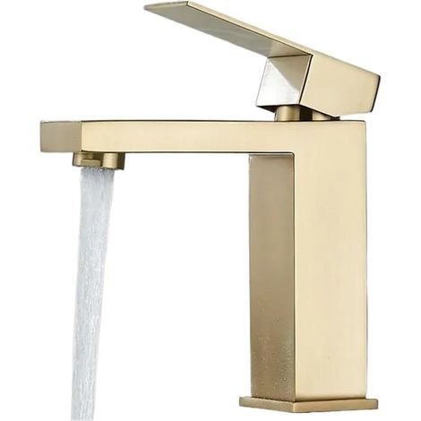 Mitigeur de lavabo inox doré pour vasque et meuble-lavabo (1/5)