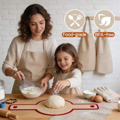 Lot de 2 élingues à pain en silicone pour cuisson au four hollandais, tapis de levain antiadhésif, réutilisable, résistant à la chaleur, passe au four jusqu'à 230 °C (1/3)
