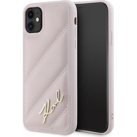 Karl Lagerfeld Diagonal gesteppte Hartschalen-iPhone-11-Hülle Pink (1/5)