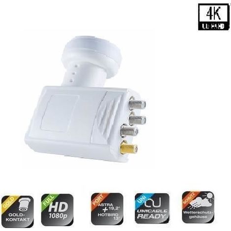 LNB Unicable SMART TITANIUM TU82L, 0.1dB High Gain 55dB  avec 3 Legacy / Filaire LTE blindé / 4K 3D UHD Ready