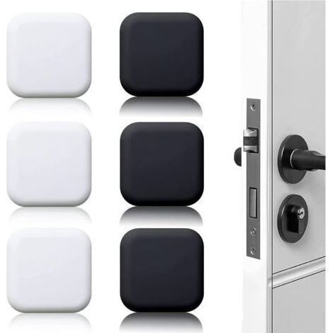 6 Pièces Butée de porte murale noire/blanche adhésive 45mm45mm Bloc porte Stop porte mural adhesif Butoir porte mural adhesif (1/5)