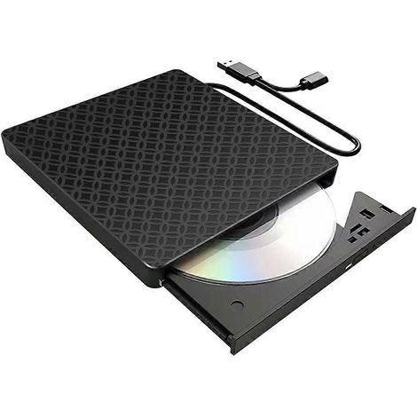 Multifunktionaler externer CD/DVD-Brenner in Schwarz mit SD/TF-Laufwerken und USB 3.0 für PC und Laptop (1/5)