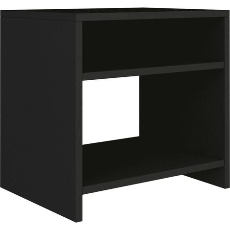 Table de chevet 2 étagères bois noir Fefi (1/5)