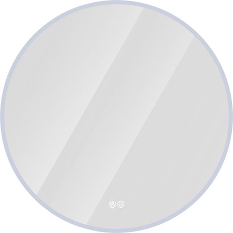 Miroir rond LED salle de bain 80 cm avec anti-buée, 3 températures de couleur et variateur tactile, verre sécurisé, finition argentée pour salle de bain et maquillage - CHICFURN (1/5)