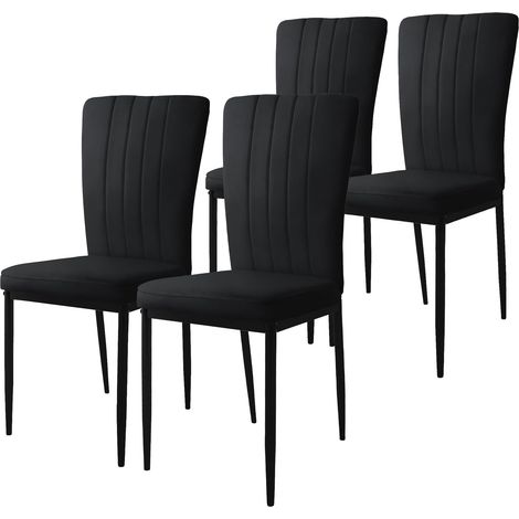 ML-Design Set di 4 Sedie per Sala da Pranzo con Rivestimento in Velluto Nero Sedie da Cucina con Schienale Imbottita con Gambe in Metallo Sedia Ergonomica per Tavolo da Pranzo Sedia da Soggiorno (1/5)