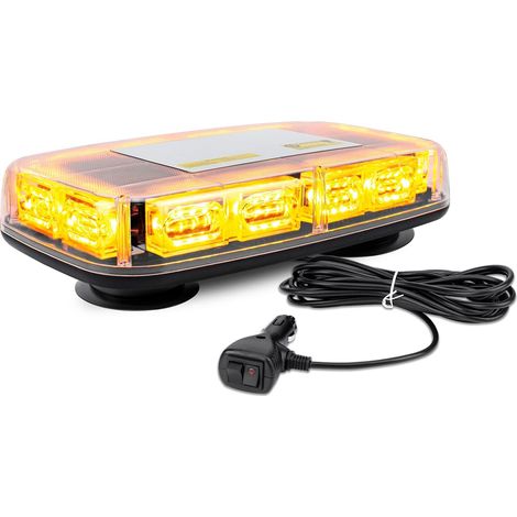 Gyrophare Magnetique LED pour Véhicule Voiture, 48W Lampe stroboscopique LED Orange 12V-24V Lampe d' Avertissement, avec 16 Flash Modes, 5m Câble Prise Allume-Cigare 402B-Y (1/5)