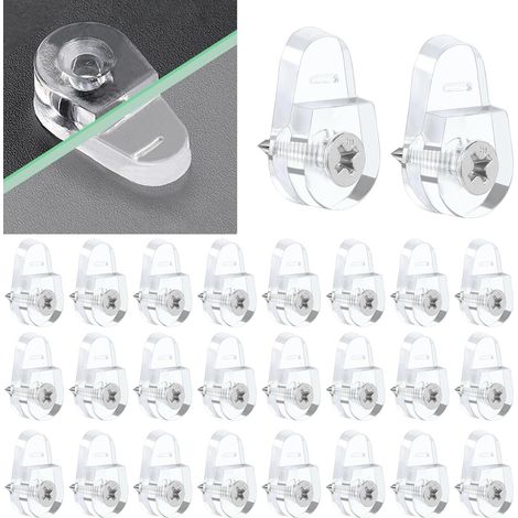 50 Stück Glashalterungen, Glasklammern, Glasbefestigungsclips, Glashalterclips mit 50 Schrauben zur Befestigung von 3-5 mm dickem Glas und Spiegeln (1/5)
